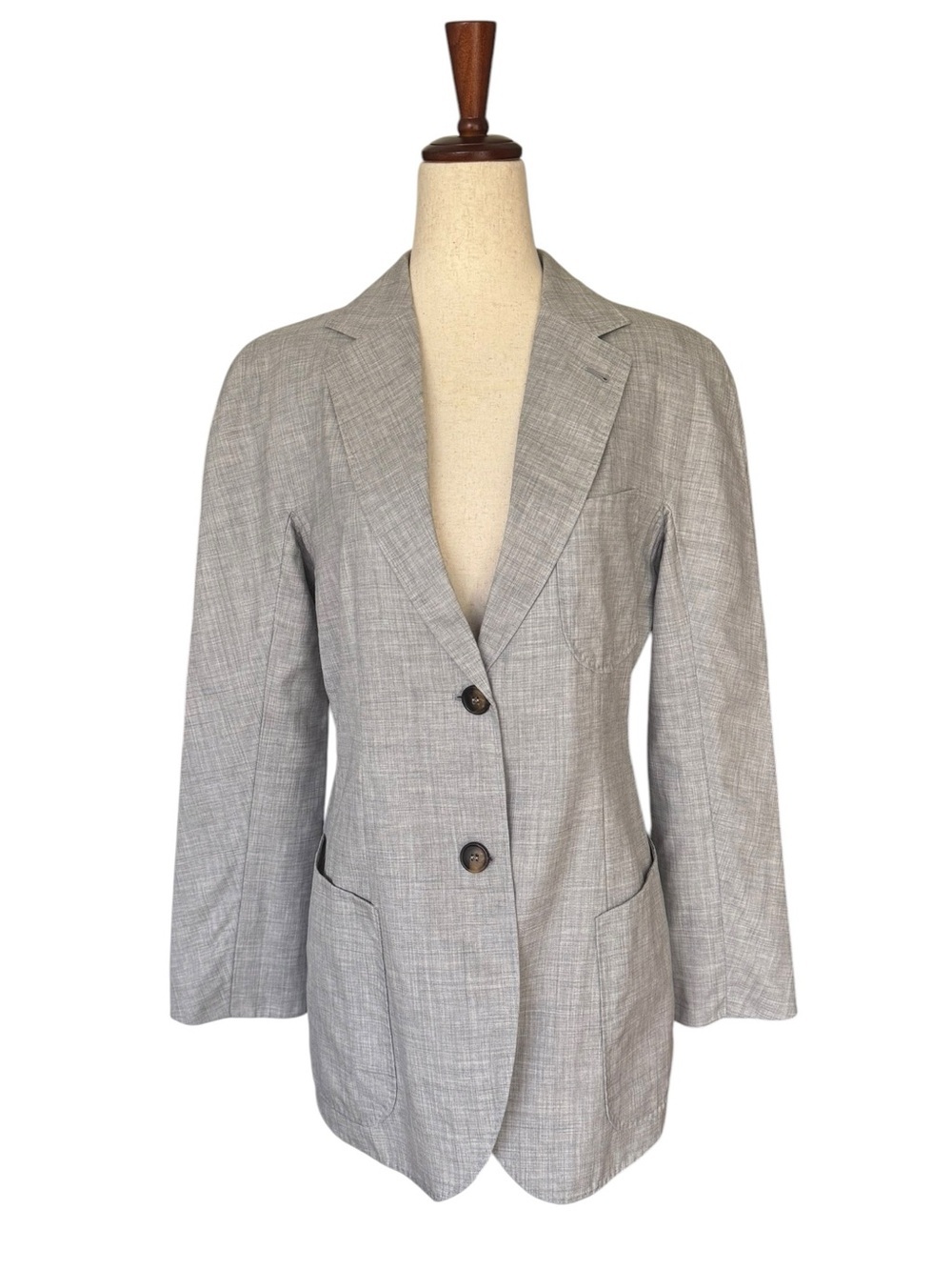 Vintage 90s Giorgio Armani Gray Single-Breasted Lightweight Blazer Jacket 42/US6
